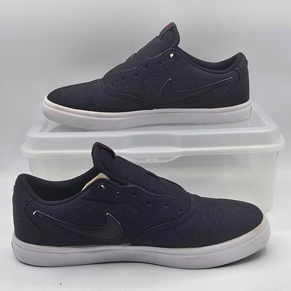 Nike SB Check Solarsoft Shoes Mens Size 8 Black Canvas Skateboarding Sneakers